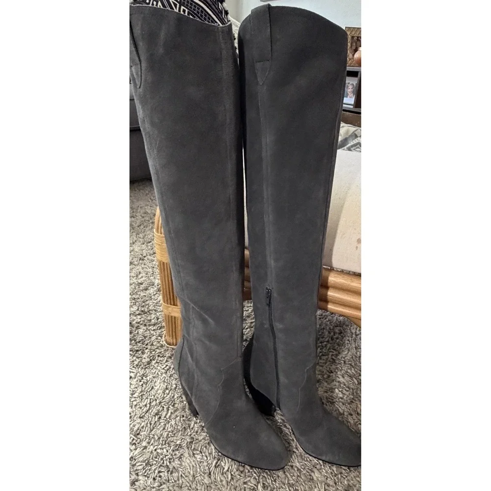 Corso Como Over Knee Boots Gray Suede Size 9.5 Classic Old Money Prep Minimalist